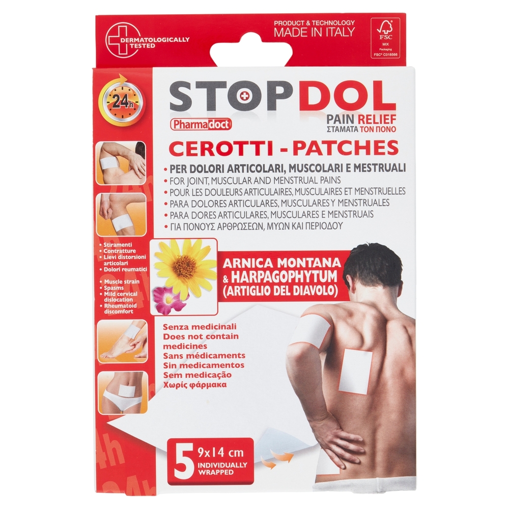 Pharmadoct Stop Dol Cerotti Arnica Montana & Harpagophytum (Artiglio del Diavolo) 9x14cm 5 pz